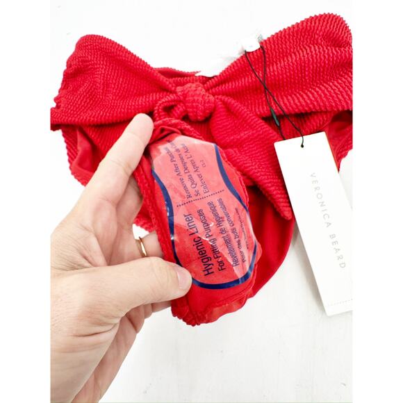 Veronica Beard Azoia Vintage Red Tie Front High Waisted Bikini Bottoms Sz M NWT - Picture 3 of 5